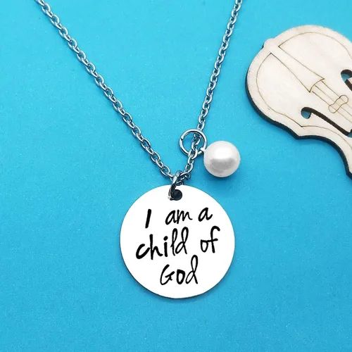 Miniatura 3 de Regalos de ahijada para mujeres y niñas, collar con texto en inglés "I am a Child of GodGod", regalos de bautismo para ahijados, joyería religiosa