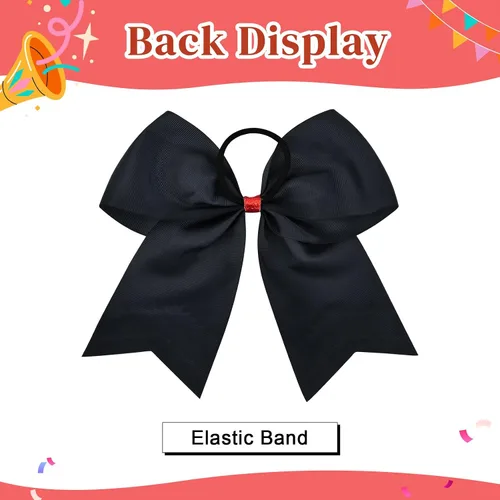 Miniatura 4 de 8 lazos de animación con brillantina, grandes lazos negros para animar, lazos para el pelo para niñas de 8 pulgadas, banda elástica a granel