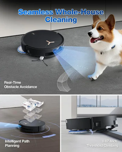 Miniatura 8 de ECOVACS DEEBOT T50 MAX PRO Omni Robot Aspirador y trapeador, succión de 18,500 Pa, elevación automática de 0.709 in, ZeroTangle y TruEdge 2.0, AIVI