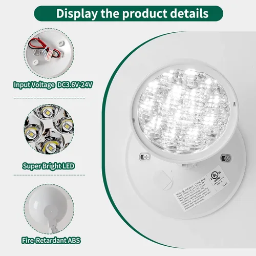 Miniatura 4 de TANLUX Iluminación de cabeza remota de emergencia, 1 paquete de luz de emergencia de un solo cabezal, certificación UL, entrada de voltaje múltiple