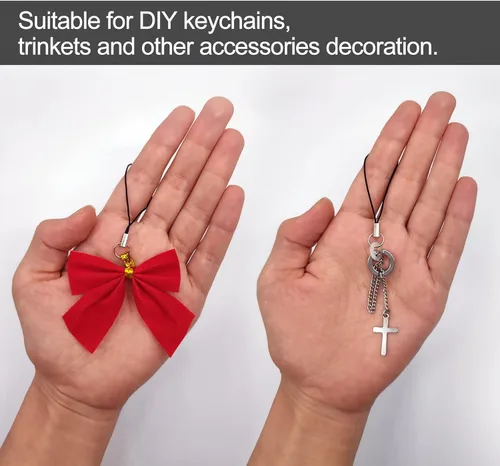 Miniatura 6 de BlingKingdom - Lote de 100 correas para colgantes de móvil con anillo dividido, correa desmontable, cordón para colgante de teléfono, decoraciones