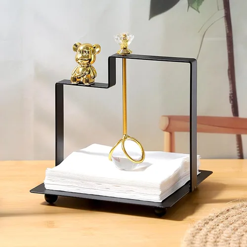 Miniatura 3 de Servilletas de mesa, moderno dispensador de servilletas planas para cocina, cocina, decoración del hogar de la granja (negro)