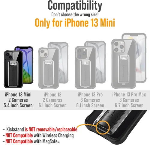 Miniatura 2 de Scooch® Wingman - Funda para iPhone 13 Mini con soporte, funda con función atril 5 en 1, protección contra caídas de grado militar, soporte
