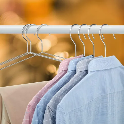 Miniatura 6 de Paquete de 40 perchas de acero inoxidable resistentes con capacidad de 15 libras, perchas de metal a prueba de óxido con diseño de muescas