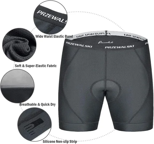 Miniatura 2 de Ropa interior de ciclismo para hombre, pantalones cortos acolchados 4D con acolchado MTB Liner Biking Underpants