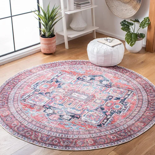 Miniatura 10 de SAFAVIEH Alfombra lavable Serapi Collection – 3 pies 3 pulgadas x 5 pies, azul marino y rojo, antideslizante y fácil de limpiar, ideal