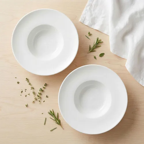 Miniatura 6 de Tazón de sopa, plato de sopa con borde de 12 onzas, juego de 4 cuencos para pasta, plato blanco poco profundo, cuenco de sopa de cerámica de borde