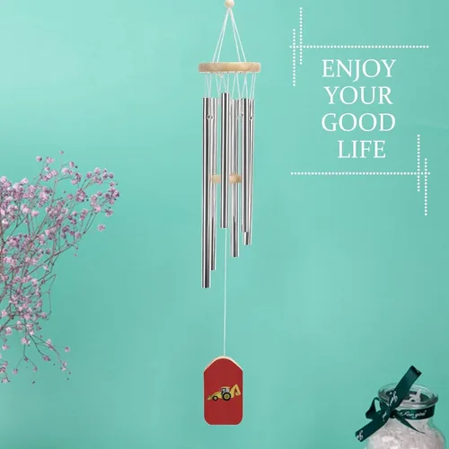 Miniatura 6 de Carillón de viento para excavadora de retroexcavadora de construcción con 6 tubos de aluminio para exteriores, decoración colgante de jardín
