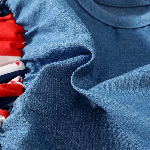 Miniatura 8 de LYSMuch Traje del Día de la Independencia para niñas pequeñas, vestido de bandera estadounidense del 4 de julio, ropa patriótica para niños