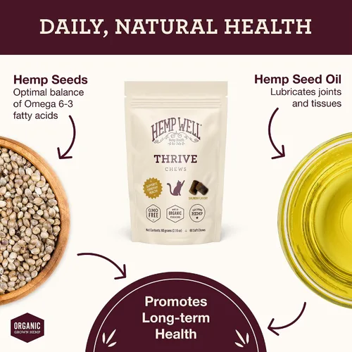 Miniatura 2 de Hemp Well Thrive Cat Soft Chews - 60 unidades, suplemento diario para la salud general, apoya la cadera, las articulaciones, la salud del corazón
