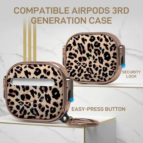 Miniatura 2 de Maxjoy Funda para AirPods 3 con cerradura, bonita funda protectora rígida para AirPod 3 de tercera generación para mujeres y hombres con llavero