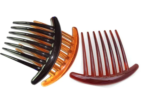 Miniatura 5 de Peine de pelo lateral de plástico para mujer con siete dientes, juego de 6 (3 colores, cada 2 piezas)