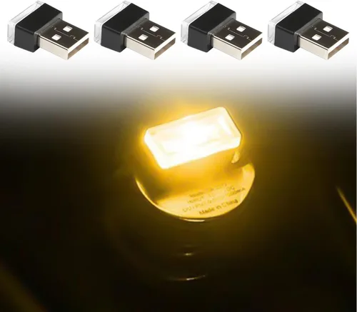 Miniatura 8 de 4 lámparas LED USB para el interior del automóvil, luces LED para automóvil, interfaz USB A enchufable, iluminación ambiental para cajuela