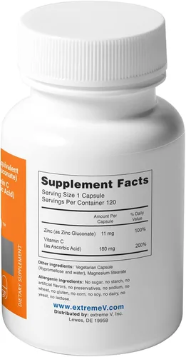 Miniatura 3 de Zinc MG11+VC Fórmula Inmune Gluconato de Zinc 11 mg + Vitamina C 180 mg 120 cápsulas vegetarianas sin colorantes