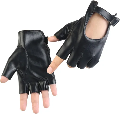 Long Keeper Guantes sin dedos para mujer, guantes de piel sintética de medio dedo, guantes sin forro para motocicleta, ciclismo, conducción, sin