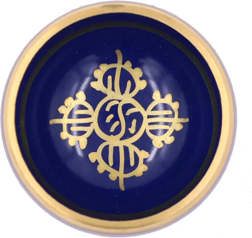 Miniatura 4 de DharmaObjects ~ Juego de cuencos tibetanos OM MANI con mazo, cojín de brocado y bolsa de transporte, para meditación, curación de chakras, oración