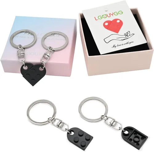 Miniatura 4 de Llavero de ladrillo a juego para parejas, bonito juego de llaveros en forma de corazón, dulces regalos para novia, novio, amistad