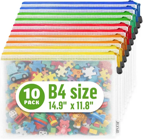 Miniatura 12 de Paquete de 5 bolsas transparentes para proyectos con cremallera B4 (12 x 15 pulgadas), bolsa de almacenamiento para manualidades, punto de cruz