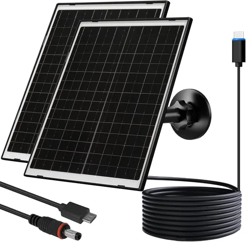 Miniatura 8 de Zivif Panel solar de 7 W para cámara de seguridad, cargador de panel solar USB C de 5 V compatible con cámara de batería recargable, IP65