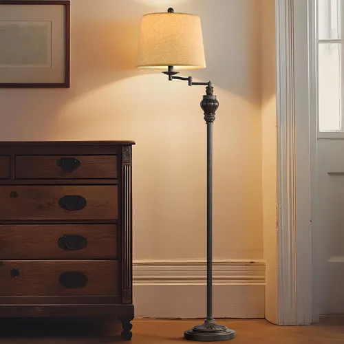 Miniatura 8 de G-SAFAVA Lámpara de pie vintage de 61 pulgadas con brazo oscilante ajustable de 350°, lámpara de pie para dormitorio, sala de estar, mesita