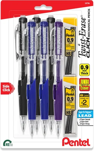 Miniatura 8 de Pentel Lápiz Mecánico Twist-Erase Click (0.5mm), Paquete de 6 Lápices con 2 Paquetes de Repuestos de Mina (PD275TLBPS6M)
