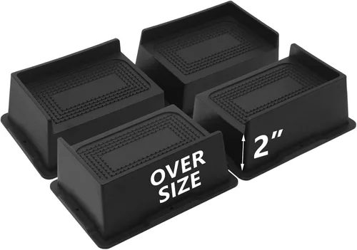 Paquete de 4 elevadores de cama de 2 pulgadas, elevadores de muebles de gran tamaño resistentes, elevadores de cama extra anchos para mesa, sofá,
