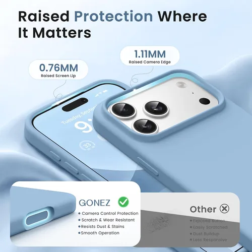 Miniatura 839 de GONEZ Funda de silicona para iPhone 15 Pro Max, compatible con Magsafe, protector de cámara + protector de pantalla, forro de microfibra suave