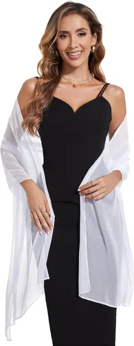 Miniatura 3 de Bufandas y envolturas de chal para mujer, para vestidos de fiesta de noche, transparentes, suaves, sedosos, de gasa, para boda o novia