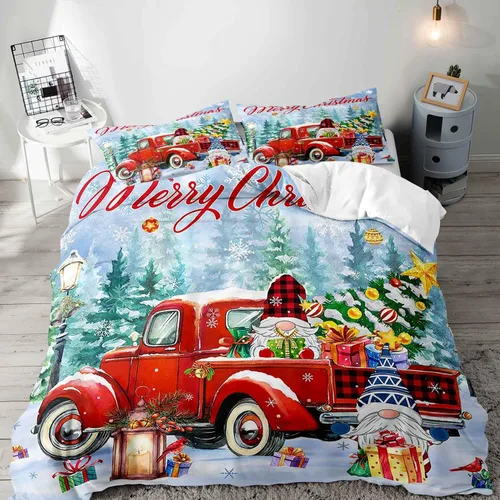 Miniatura 8 de LUVIVIHOME Juego de 3 Piezas de Funda de Edredón de Navidad Tamaño Queen, Juegos de Ropa de Cama, Funda de Edredón a Cuadros Búfalo Negro y Rojo