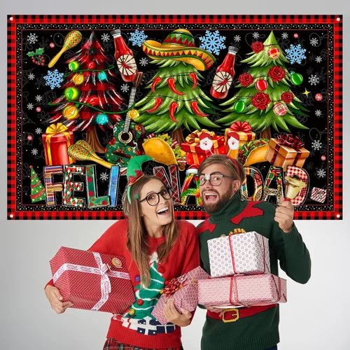 Miniatura 3 de Decoraciones de Feliz Navidad, telón de fondo para fotografía, pancarta de Navidad mexicana, decoraciones de Navidad y suministros para fiesta