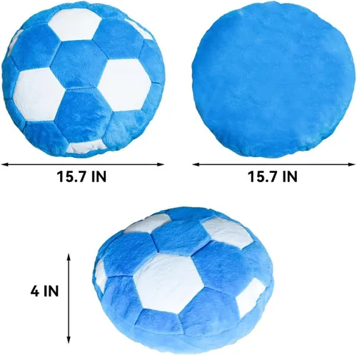 Miniatura 2 de Almohada de fútbol azul esponjosa para decoración de dormitorio, suave temática deportiva, decoración de habitación, perfecta para decoración