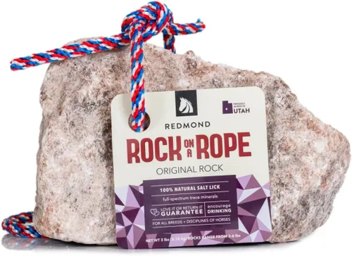 Redmond - Rock on a Rope Roca de sal sin refinar para caballos; 3 a 5 lbs- …