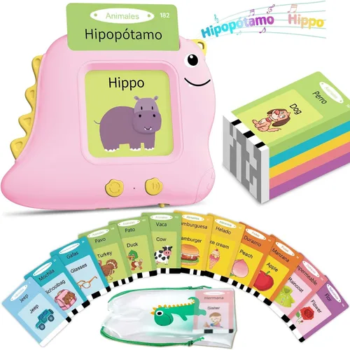 Miniatura 9 de Alotwan Tarjetas Didácticas Bilingües Parlantes Español/Inglés, Juguetes Sensoriales de Aprendizaje para Niños Autistas, 224 Palabras de Vista