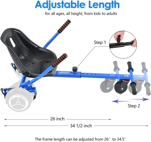 Miniatura 5 de Hishine Accesorio de asiento para aeropatineta para aeropatinetas de 6.5 a 10 pulgadas, kit de conversión de Go Kart, accesorio para scooters de Azul
