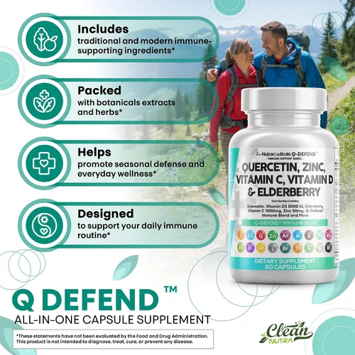 Miniatura 5 de Clean Nutraceuticals Quercetina, Zinc, Vitamina C, Vitamina D, Bromelina, Saúco - Suplemento de Apoyo Inmunológico Pulmonar para Adultos