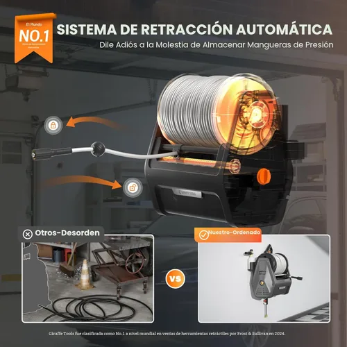 Miniatura 4 de Giraffe Tools Grandfalls - Hidrolavadora retráctil de montaje en pared Plus, máximo 2900 PSI 2.2 GPM, hidrolavadora eléctrica con manguera