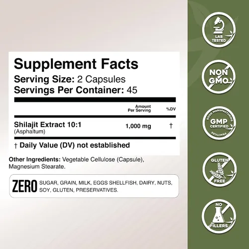 Miniatura 3 de Gade Nutrition Pure Shilajit Cápsulas Shilajit del Himalaya con ácido fúlvico y minerales esenciales para combatir la fatiga Cápsulas vegetales
