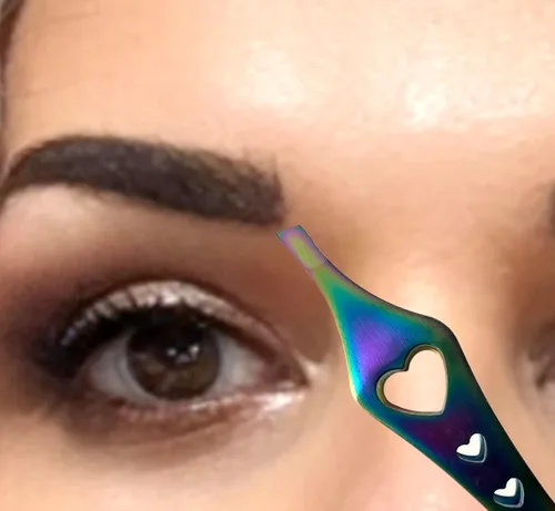 Miniatura 4 de Pinzas de doble punta 2 en 1 de arco iris, pinzas de precisión inclinadas afiladas para cejas y depilación encarnada, herramienta para el cuidado