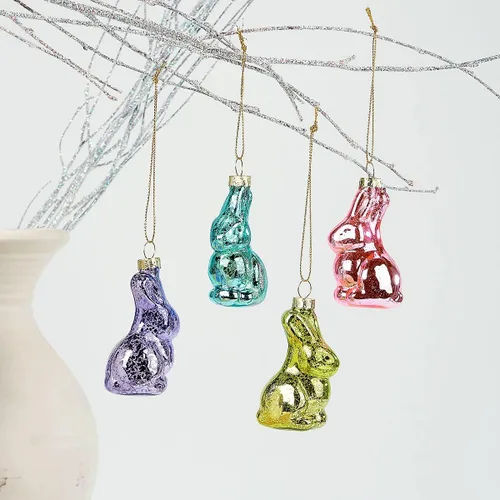 Miniatura 8 de Lillian Vernon Adornos de Pascua de Vidrio Soplado de Conejo - Decoraciones Colgantes para Árbol Hechas a Mano, Decoración de Conejito de Pascua