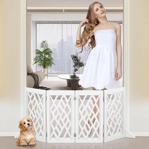 Miniatura 6 de Diseño de Recorte 16" Puerta Corta para Perros Pequeños, Puerta Plegable Retráctil para Cachorros Interior - Barrera para Mascotas Liviana