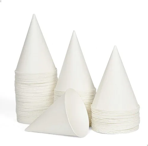 AQUEENLY 100 Vasos de Cono de Nieve, Vasos de Papel Cónicos con Revestimiento de Cera a Prueba de Fugas para Granizado, Hielo Raspado, Agua - 6 OZ,