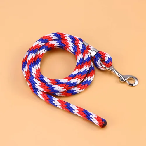 Miniatura 3 de POPETPOP - Cuerda de caballo trenzada para equitación de caballo con cierre resistente (rojo, azul y blanco)