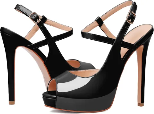Miniatura 7 de Joseywade Sandalias de tacón alto con plataforma para mujer, sandalias de tacón alto con punta abierta, zapatos de vestir de fiesta de tacón