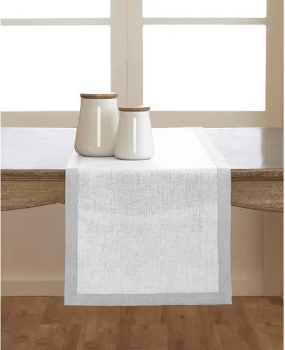 Miniatura 10 de Solino Home Camino de mesa de lino de 90 pulgadas de largo, 100% lino puro, camino de mesa color índigo y blanco, 14 x 90 pulgadas para primavera