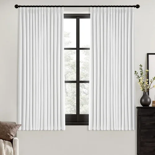 Miniatura 44 de MIULEE - Cortinas de lino beige con pliegues a presión 100% opacas para dormitorio, cortinas de ventana con memoria y bloqueo de luz para oscurecer