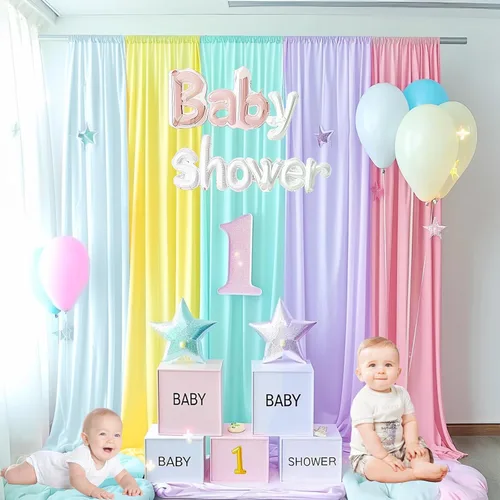 Miniatura 8 de Cortinas de fondo de unicornio de 10 x 7 pies - Fondo mágico de fiesta de arcoíris pastel para cumpleaños, baby shower, eventos de niñas - Tela sin