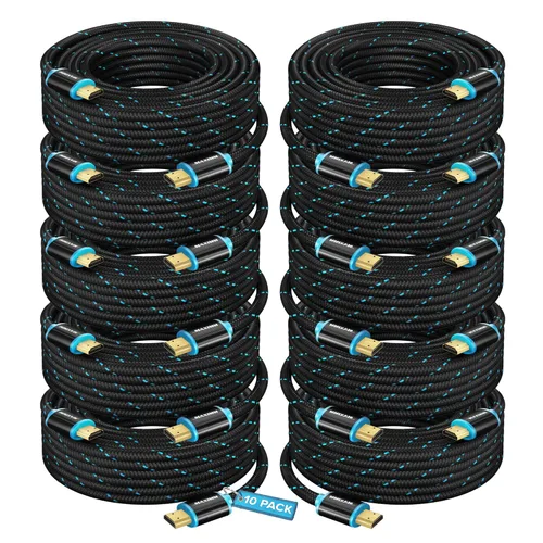 Miniatura 12 de Maximm - Cable HDMI 2.0 4K de alta velocidad (incluye clips de cable, empates y adaptador de ángulo recto) en múltiples tamaños y paquetes Azul - 1