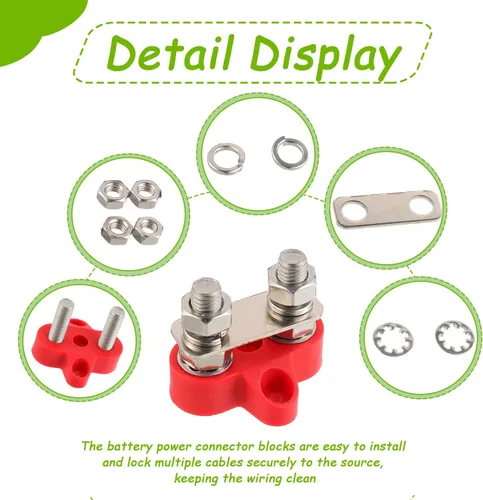 Miniatura 5 de M6 1/4 "Terminal Stud Battery Terminal Block 12-48V DC Bus Bar para RV Camper Barco