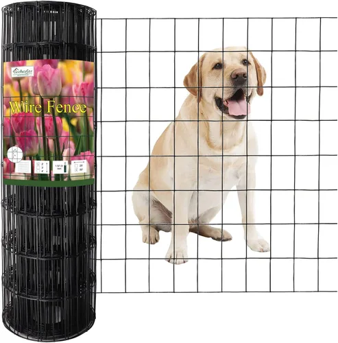 FOREHOGAR Valla de alambre soldada con revestimiento de PVC negro de 24 pulgadas x 50 pies, 2 pulgadas x 3 pulgadas 16GA, rollo de cercado de borde