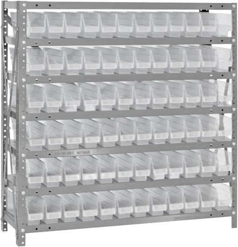 Miniatura 176 de Quantum QSBU-245BK Heavy Duty Shelving Unit with (7) Shelves and (24) QUS245 Black Bins for Garage Warehouse Storage Distribution 400 lb Load